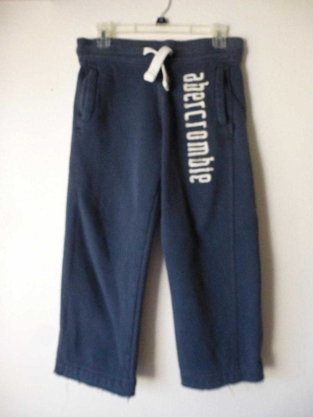 Abercrombie Sweatpants Womens Small Y2K Crop Fleece Raw Hem Drawstring Spell Out